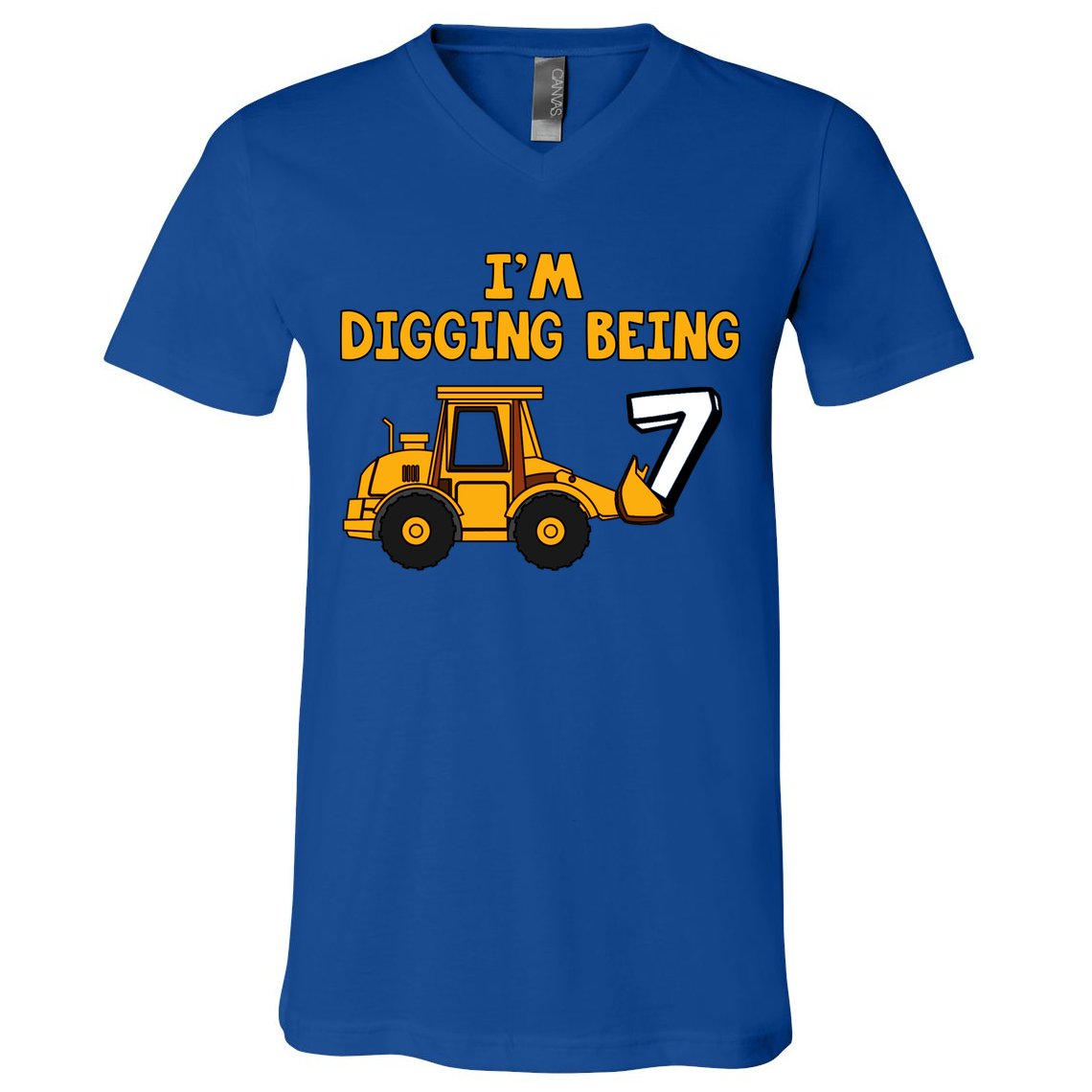 7th Birthday I'm Digging Being Seven V-Neck T-Shirt