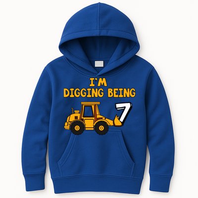 7th Birthday I'm Digging Being Seven Kids Hoodie