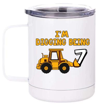 7th Birthday I'm Digging Being Seven 12 oz Stainless Steel Tumbler Cup