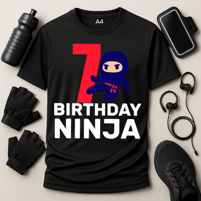 7th Birthday Ninja Cooling Performance Crew T-Shirt