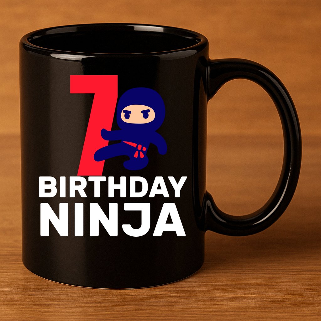 7th Birthday Ninja 11oz C Handle Ceramic Mug