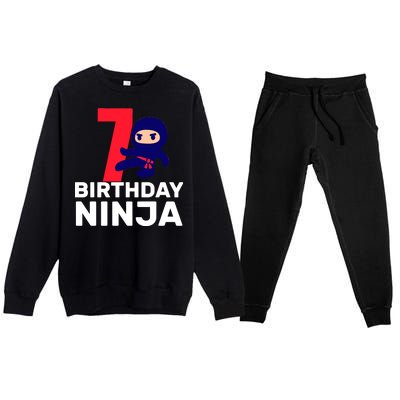 7th Birthday Ninja Premium Crewneck Sweatsuit Set