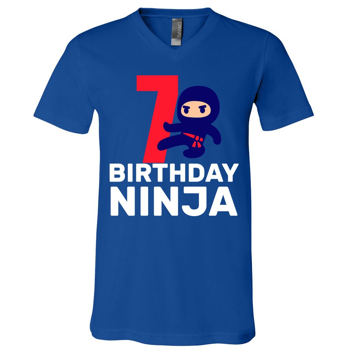 7th Birthday Ninja V-Neck T-Shirt