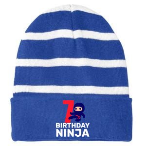 7th Birthday Ninja Striped Beanie with Solid Band