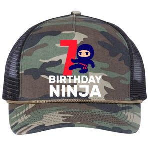 7th Birthday Ninja Retro Rope Trucker Hat Cap