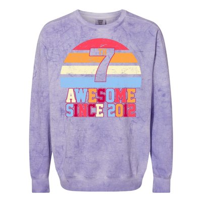 7th Birthday Vintage 7 Years Old Colorblast Crewneck Sweatshirt