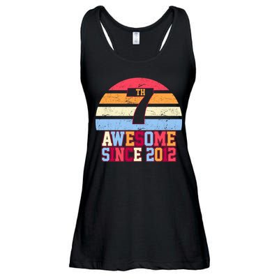 7th Birthday Vintage 7 Years Old Ladies Essential Flowy Tank