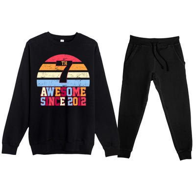 7th Birthday Vintage 7 Years Old Premium Crewneck Sweatsuit Set