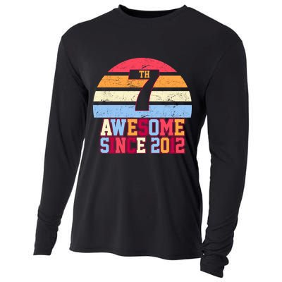 7th Birthday Vintage 7 Years Old Cooling Performance Long Sleeve Crew