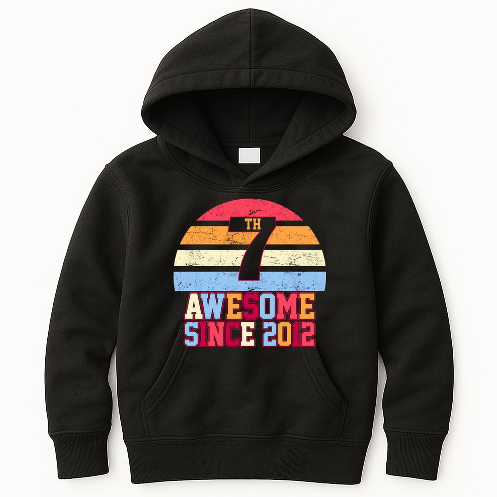 7th Birthday Vintage 7 Years Old Kids Hoodie
