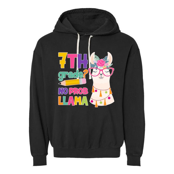 7th Grade? No Prob Llama Garment-Dyed Fleece Hoodie