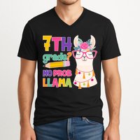 7th Grade? No Prob Llama V-Neck T-Shirt