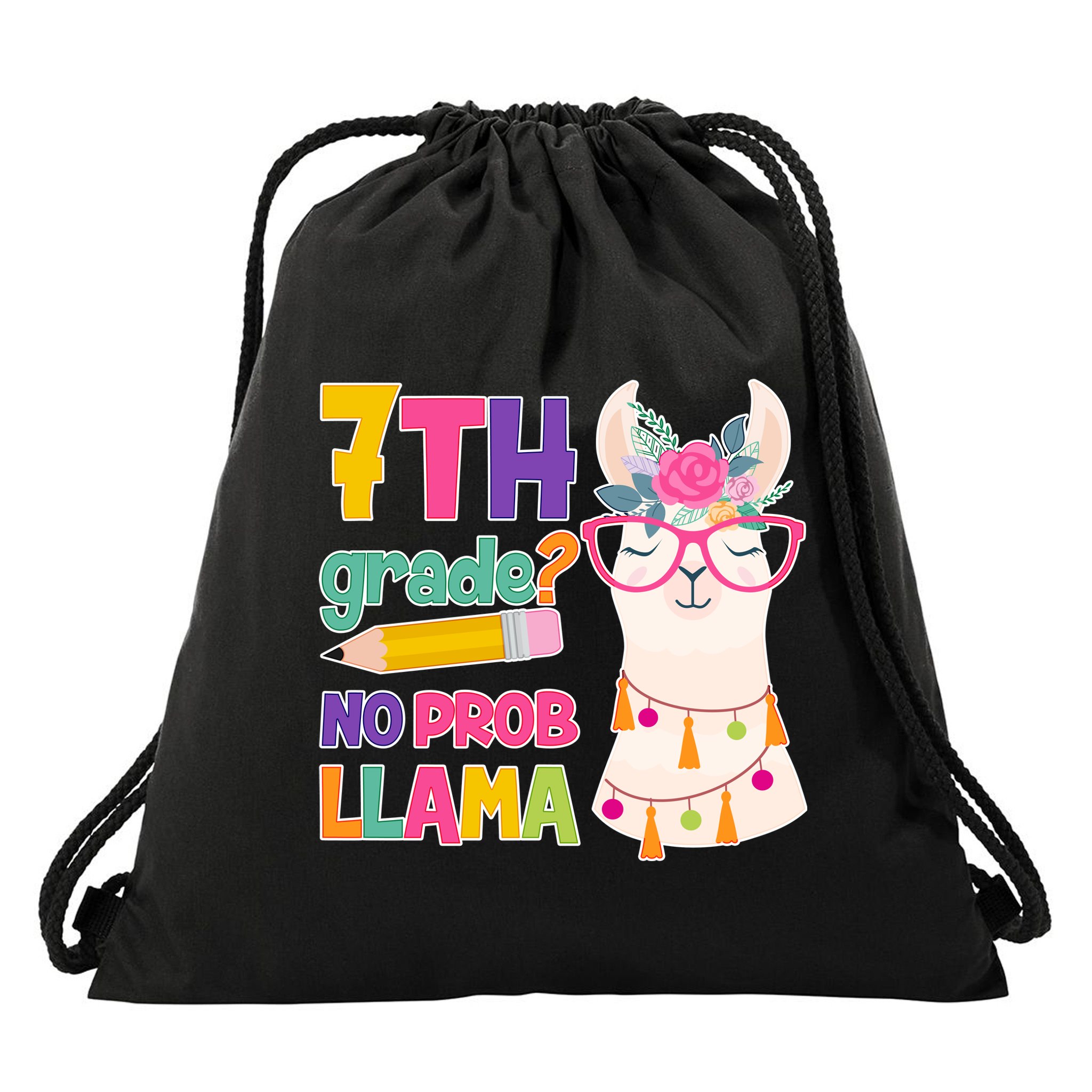 7th Grade? No Prob Llama Drawstring Bag