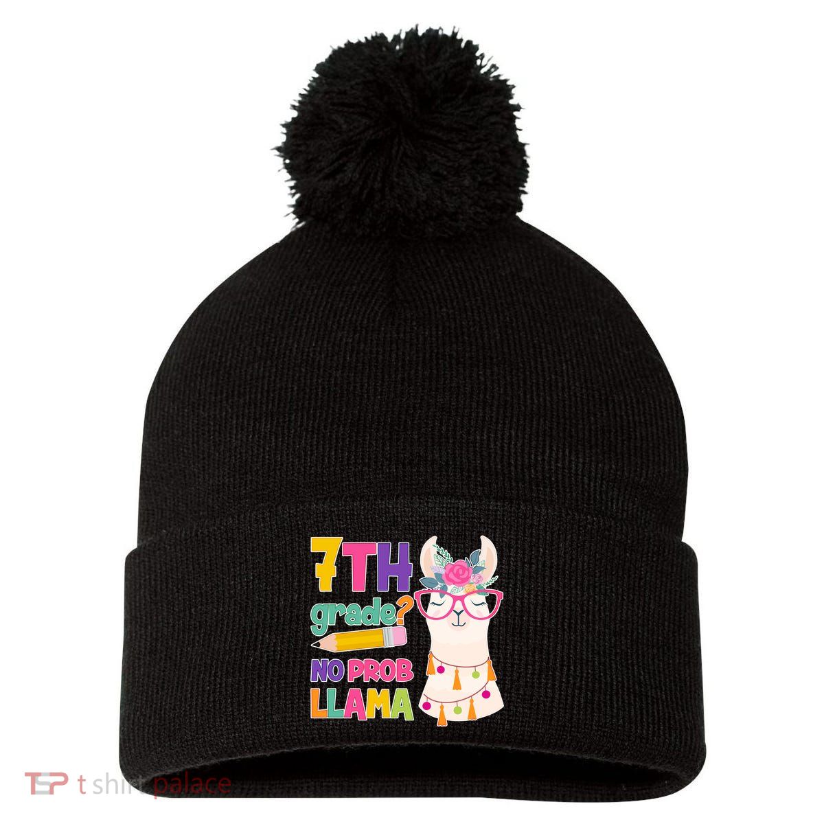 7th Grade? No Prob Llama Pom Pom 12in Knit Beanie