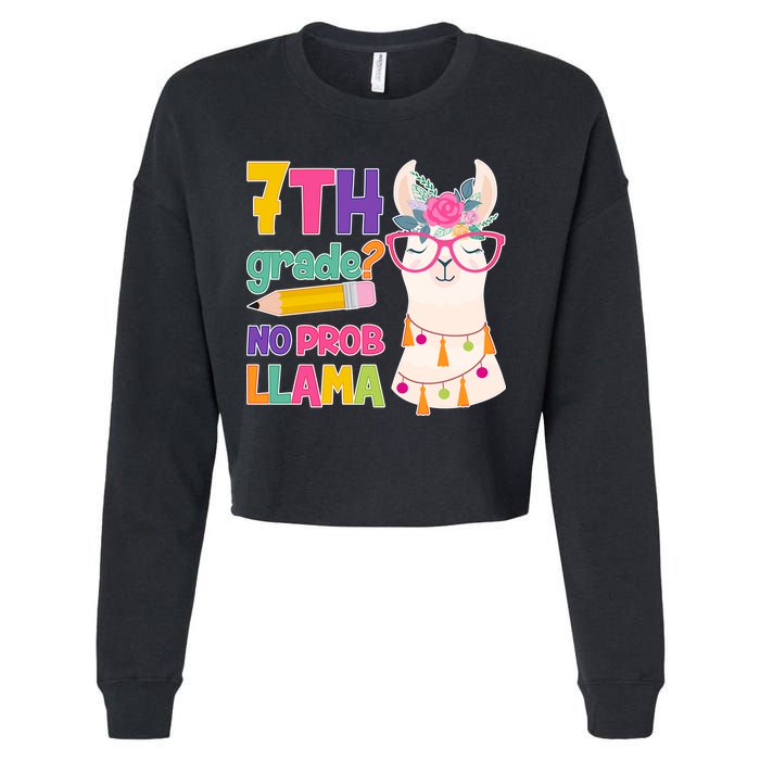 7th Grade? No Prob Llama Cropped Pullover Crew