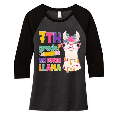 7th Grade? No Prob Llama Women's Tri-Blend 3/4-Sleeve Raglan Shirt