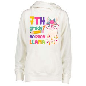 7th Grade? No Prob Llama Womens Funnel Neck Pullover Hood