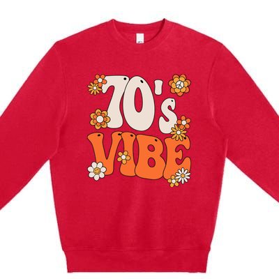 70S Vibe Costume 70s Party Outfit Groovy Hippie Peace Retro Premium Crewneck Sweatshirt