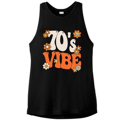 70's Vibe Costume 70s Party Outfit Groovy Hippie Peace Retro Ladies PosiCharge Tri-Blend Wicking Tank