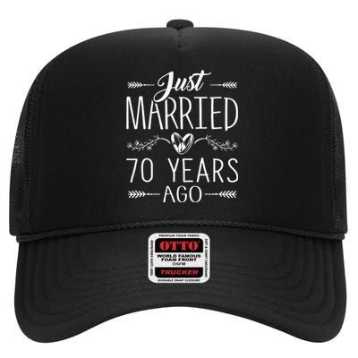 70th Wedding Anniversary 70 Years Marriage Matching High Crown Mesh Back Trucker Hat