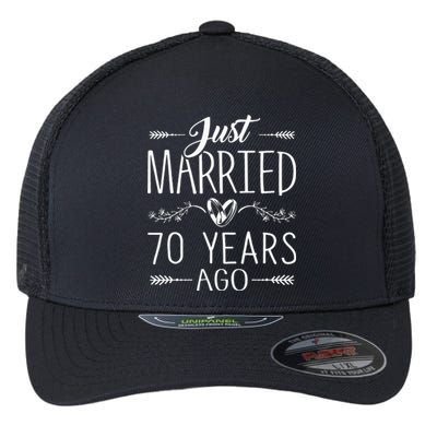 70th Wedding Anniversary 70 Years Marriage Matching Flexfit Unipanel Trucker Cap