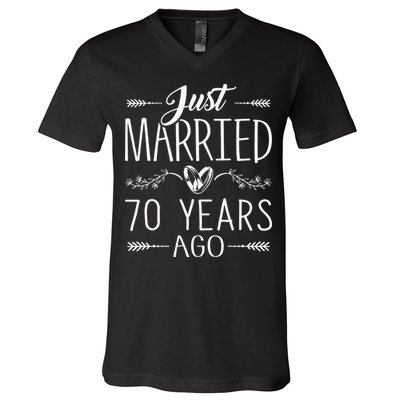 70th Wedding Anniversary 70 Years Marriage Matching V-Neck T-Shirt