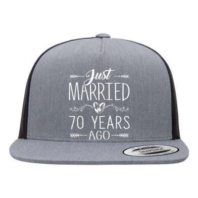 70th Wedding Anniversary 70 Years Marriage Matching Flat Bill Trucker Hat