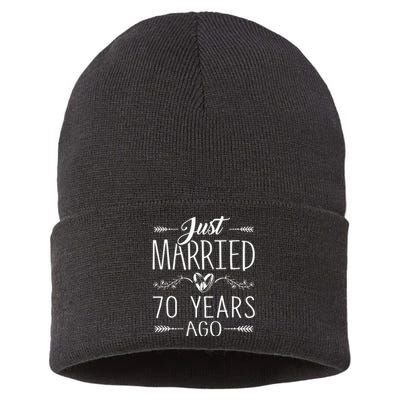 70th Wedding Anniversary 70 Years Marriage Matching Sustainable Knit Beanie