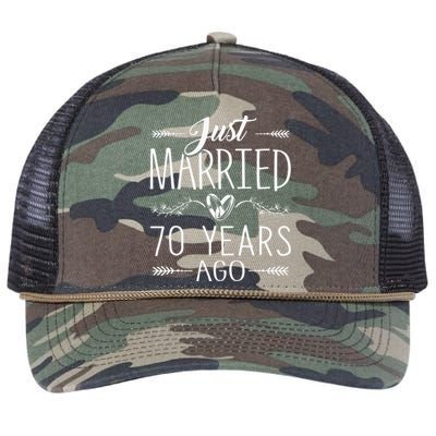 70th Wedding Anniversary 70 Years Marriage Matching Retro Rope Trucker Hat Cap