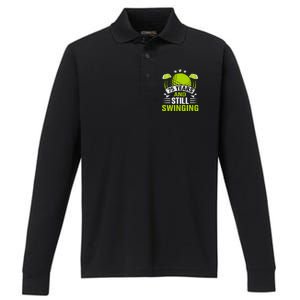 75 Years And Still Swinging 75th Birthday Golf Performance Long Sleeve Polo