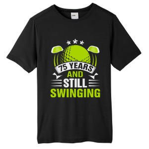 75 Years And Still Swinging 75th Birthday Golf Tall Fusion ChromaSoft Performance T-Shirt