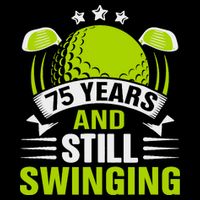 75 Years And Still Swinging 75th Birthday Golf Flat Bill Trucker Hat