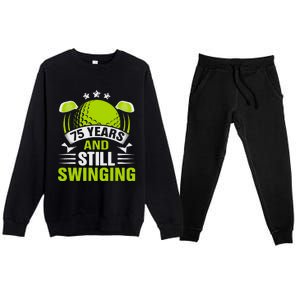 75 Years And Still Swinging 75th Birthday Golf Premium Crewneck Sweatsuit Set