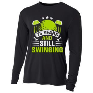 75 Years And Still Swinging 75th Birthday Golf Cooling Performance Long Sleeve Crew