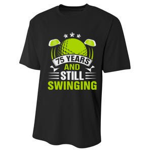 75 Years And Still Swinging 75th Birthday Golf Performance Sprint T-Shirt