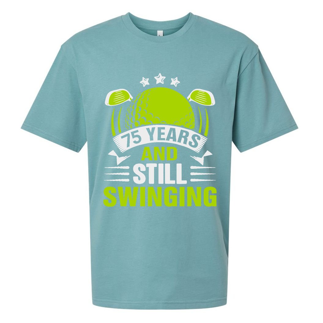 75 Years And Still Swinging 75th Birthday Golf Sueded Cloud Jersey T-Shirt