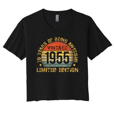 70 Year Birthday Decorations Gag 70yr 1965 70th Birthday Women's Crop Top Tee