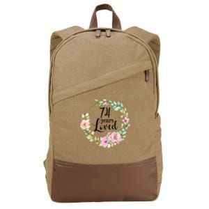 74 Years Loved 74 Year Old Women Floral 74th Birthday Gift Cotton Canvas Backpack