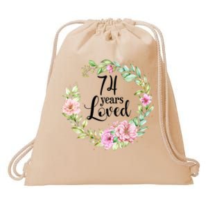 74 Years Loved 74 Year Old Women Floral 74th Birthday Gift Drawstring Bag