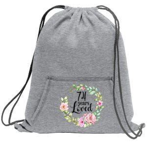 74 Years Loved 74 Year Old Women Floral 74th Birthday Gift Sweatshirt Cinch Pack Bag