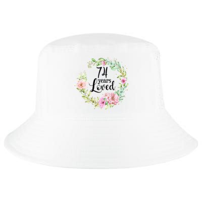 74 Years Loved 74 Year Old Women Floral 74th Birthday Gift Cool Comfort Performance Bucket Hat