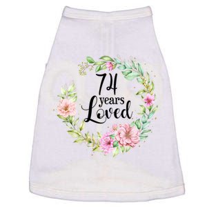 74 Years Loved 74 Year Old Women Floral 74th Birthday Gift Doggie Tank