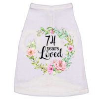 74 Years Loved 74 Year Old Women Floral 74th Birthday Gift Doggie Tank