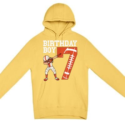 7 Years Old Boy Football Player 7th Football Birthday Boys Premium Pullover Hoodie