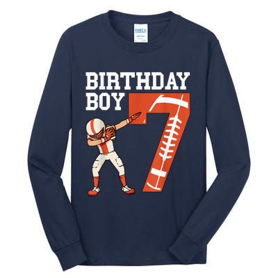 7 Years Old Boy Football Player 7th Football Birthday Boys Tall Long Sleeve T-Shirt