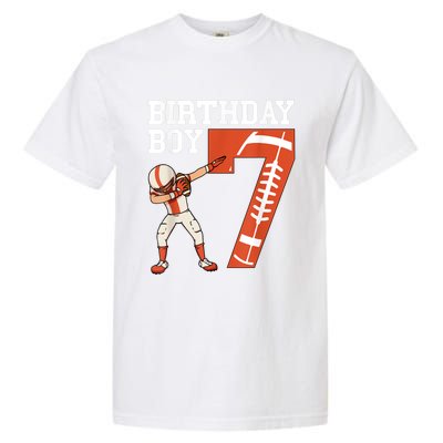 7 Years Old Boy Football Player 7th Football Birthday Boys Garment-Dyed Heavyweight T-Shirt