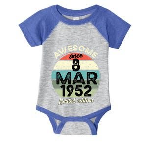 70 Year Old Birthday Gift 8 March 1952 70th Birthday Cute Gift Infant Baby Jersey Bodysuit