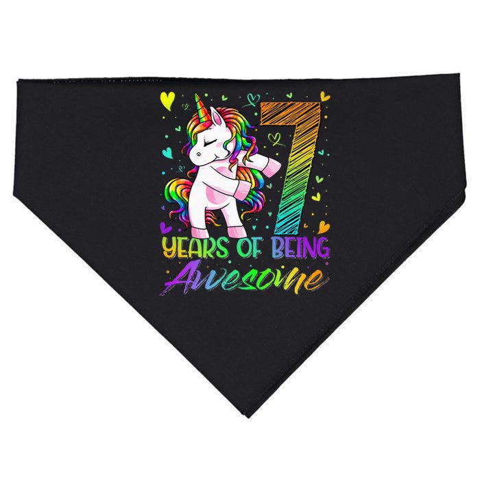 7 Year Old Gifts Unicorn Flossing 7th Birthday Girl Party USA-Made Doggie Bandana