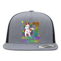 7 Year Old Gifts Unicorn Flossing 7th Birthday Girl Party Flat Bill Trucker Hat