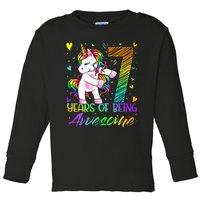 7 Year Old Gifts Unicorn Flossing 7th Birthday Girl Party Toddler Long Sleeve Shirt